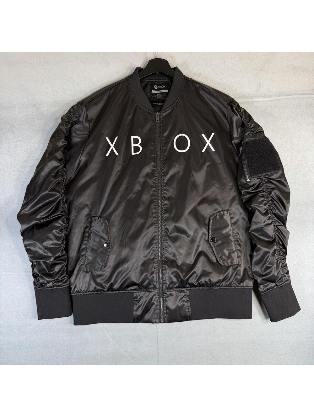 XBOX Bomber Jacket Mens Large Black Meta Threads Video Game Official Apparel
